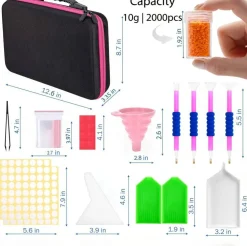 60 Slot Diamond Painting Storage Containers, Diamond Art Organizer Case with EVA Carrying Bag, Shockproof Jars and Accessories for Beads, Jewelry, Crafts and Small Supplies