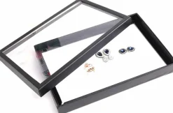 100-Slot Jewelry Ring Display Tray – Velvet-Lined Storage Box for Rings, Studs, and Small Accessories (Black)