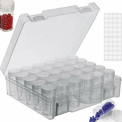 30 Slots Diamond Painting Storage Containers, Bead Organizer Box, Bead Storage Containers Plastic Diamond Painting Art Accessories Boxes Small Clear Embroidery Box for Craft Beads Rhinestones (1 Pack)