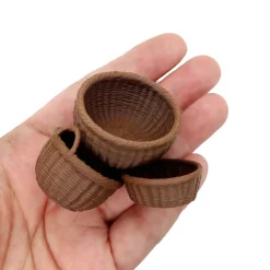 Small Baskets for 1:12 Scale Dollhouse, 3 pc, Cute Wicker Style, Adorabilities