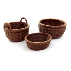 Small Baskets for 1:12 Scale Dollhouse, 3 pc, Cute Wicker Style, Adorabilities