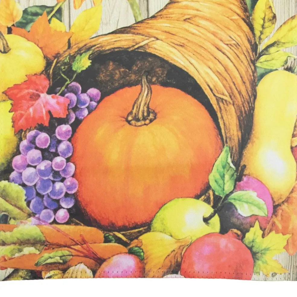 Small Cornucopia & Flowers Autumn Harvest Garden Flag
