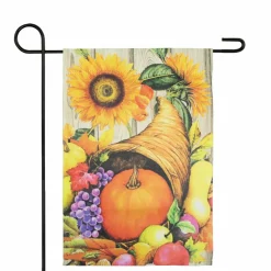 Small Cornucopia & Flowers Autumn Harvest Garden Flag