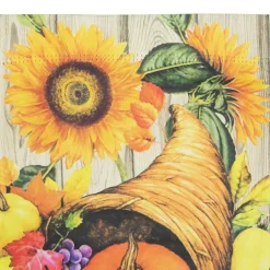 Small Cornucopia & Flowers Autumn Harvest Garden Flag