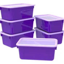 Small Cubby Bin, with Cover, Classroom Purple (Case of 5)