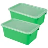 Small Cubby Bin, with Cover, Classroom Green, Pack of 2