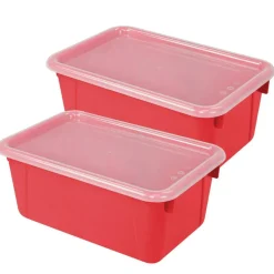 Small Cubby Bin, with Cover, Classroom Red, Pack of 2