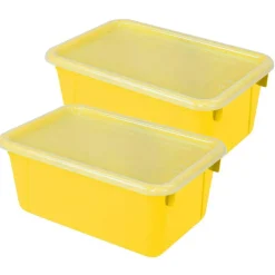 Small Cubby Bin, with Cover, Classroom Yellow, Pack of 2
