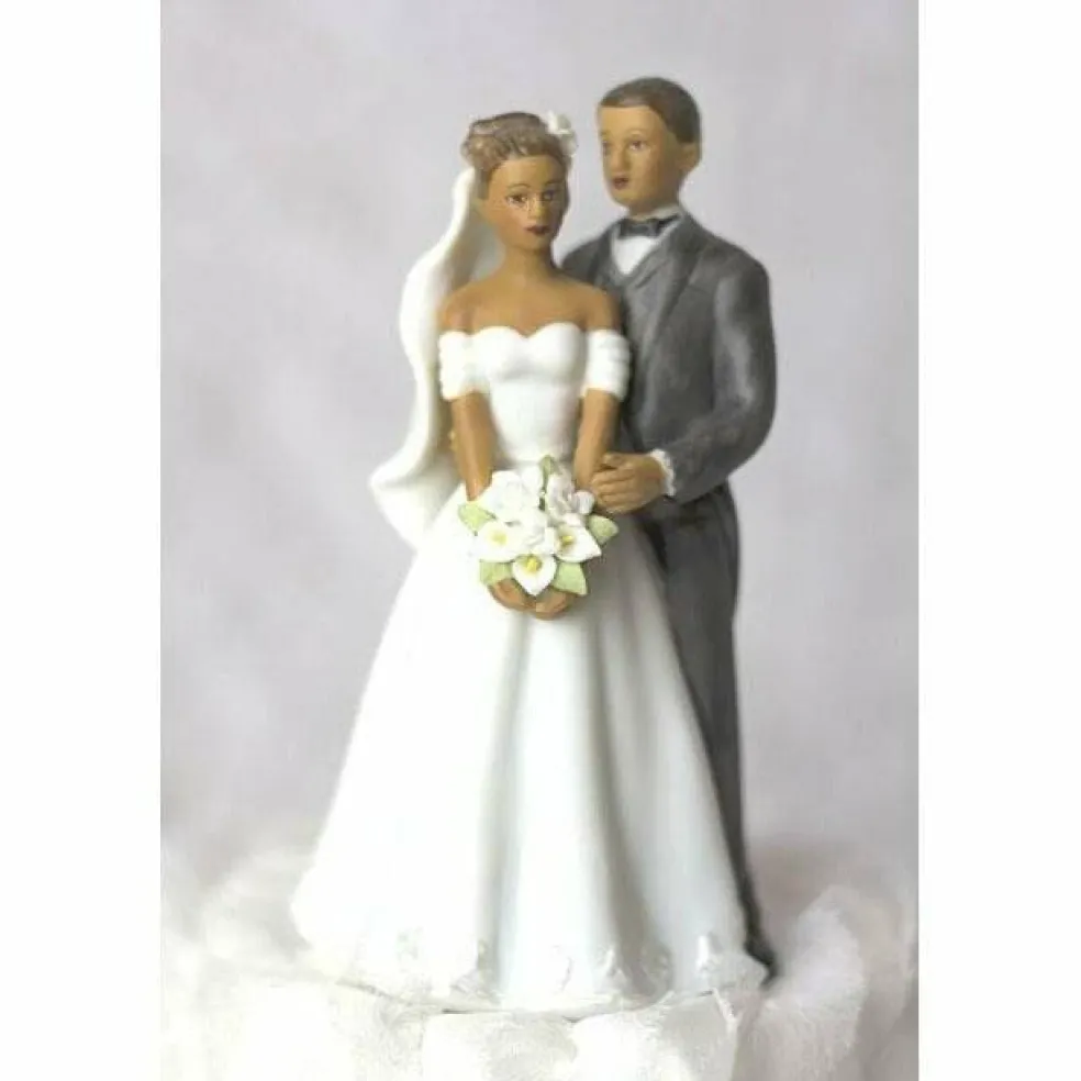 Small Elegant African American Wedding Cake Topper