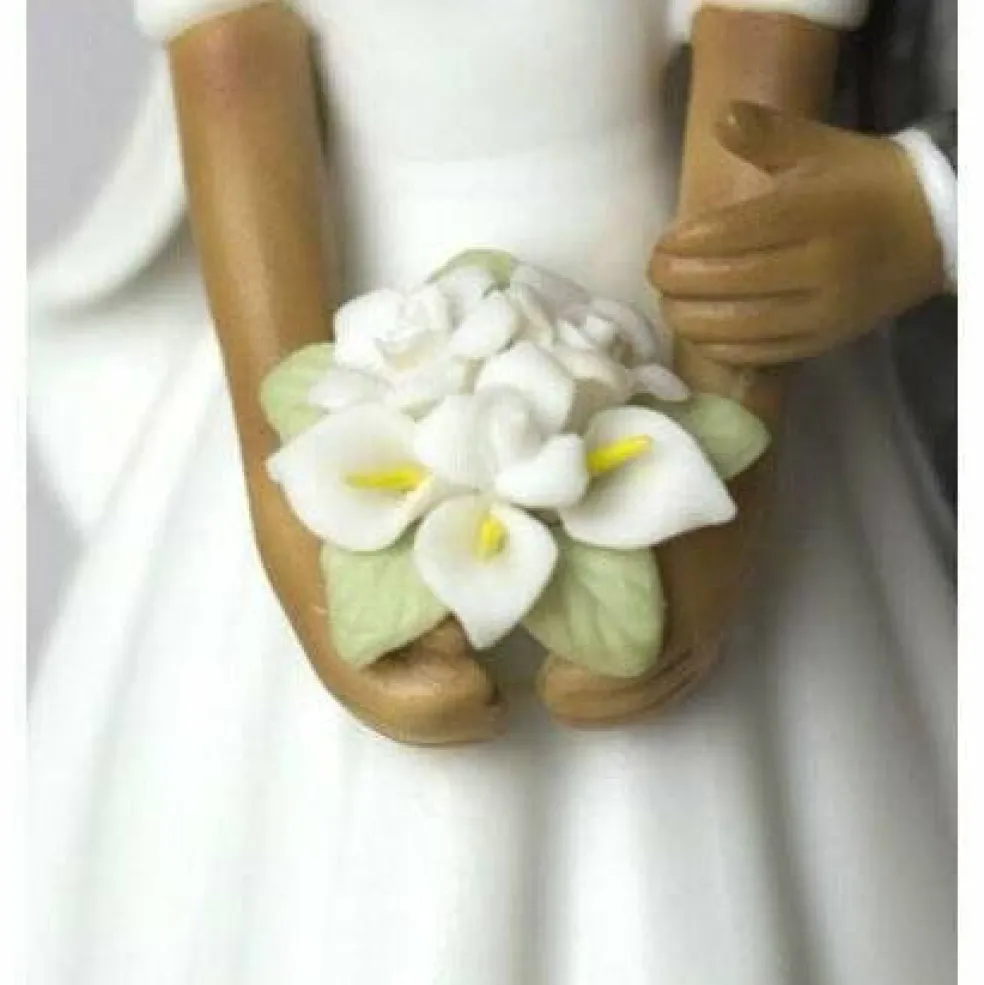 Small Elegant African American Wedding Cake Topper