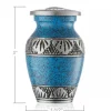 Small Keepsake Cremation Urns for Human Ashes, Set of 4 Blue and Silver w Case