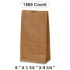 Small Kraft Grocery Bags 5'' x 3 1/8'' x 9 3/4''