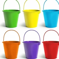 Small Metal Buckets with Handle 6 Pcs (Multicolor) 3"L x 4"W x 4"H