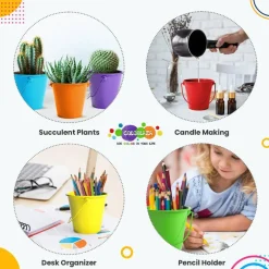 Small Metal Buckets with Handle 6 Pcs (Multicolor) 3