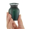 Small Mini Keepsake Cremation Urn for Human Ashes, Green with Velvet Case