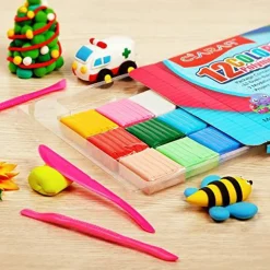 Small Modeling Clay Set, 12 Colors Safe & Non-Toxic Oven Bake Polymer Clay Starter Kit for Kids/Beginners