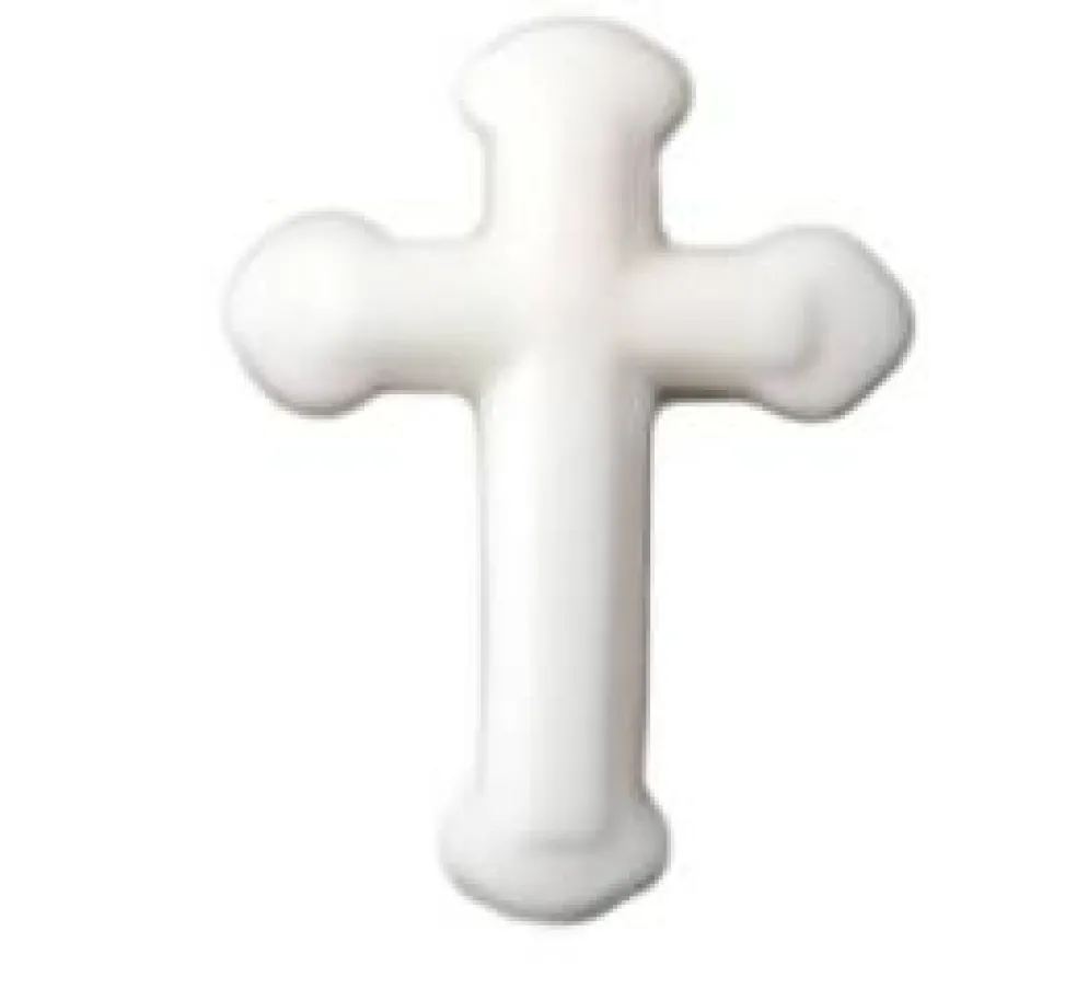 Small White Cross Icing Cupcake Topper 1.25 in 6-Count