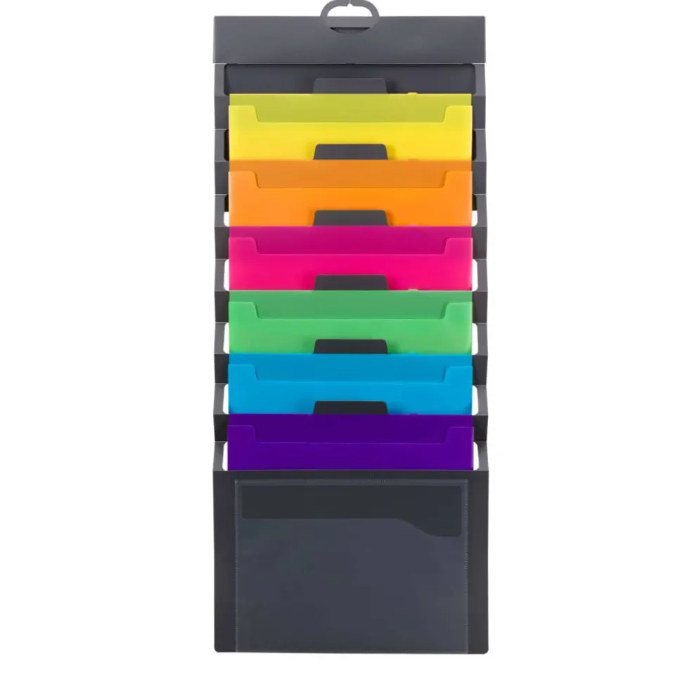 Smead® Cascading Wall Organizer, Gray with 6 Bright Pockets