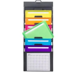 Smead® Cascading Wall Organizer, Gray with 6 Bright Pockets