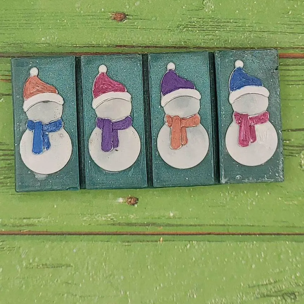 Snowman Wax Melt Snap Bar Silicone Mold