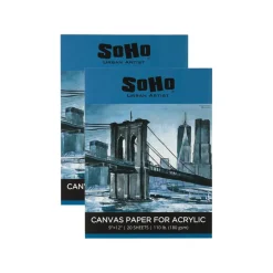 SoHo Urban Artist Acrylic Canvas Pads - Textured Canvas Paper Pad for Painting, Drawing, Pastels, Travel, & More! - [2-Pack - 9x12"]