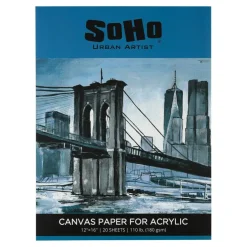 SoHo Urban Artist Acrylic Canvas Pads - Textured Canvas Paper Pad for Painting, Drawing, Pastels, Travel, & More! - [Single - 12x16"]