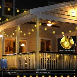 Solar String Lights Outdoor, 65FT 100LED Solar Globe String Lights 8 Lighting Modes, Waterproof Solar Powered Patio Light for Garden Yard Porch Wedding Party Outdoor Decoration (Warm White)