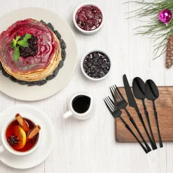 Solid Black Moderno Disposable Plastic Cutlery Set (480 Guests)