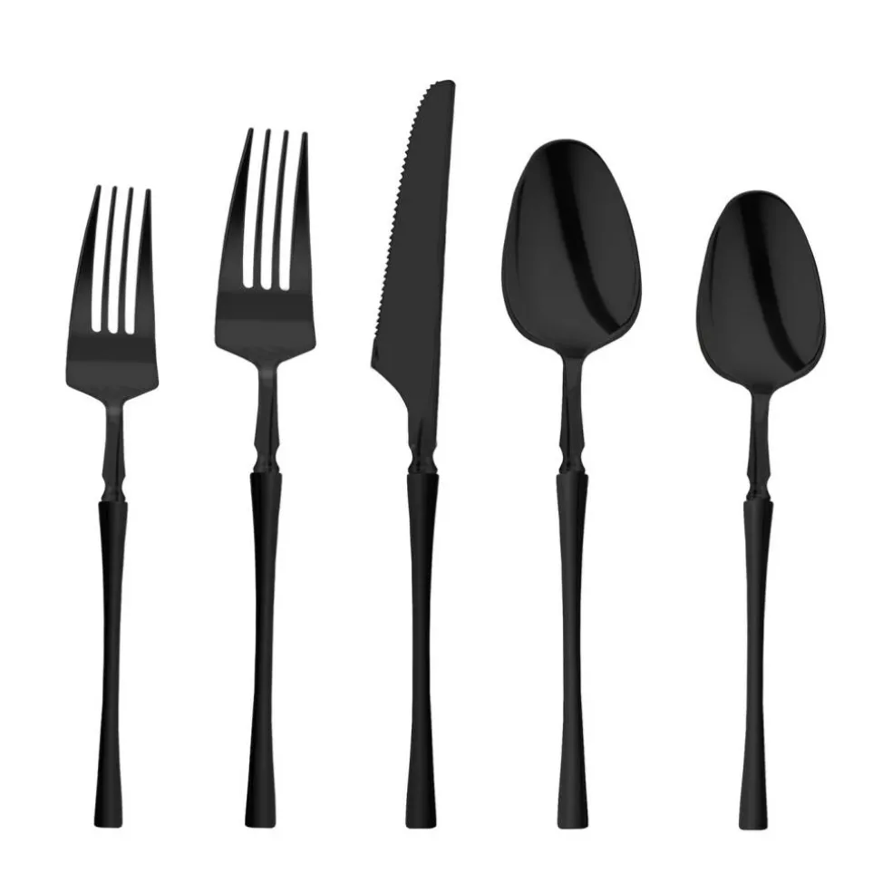 Solid Black Moderno Disposable Plastic Cutlery Set (480 Guests)