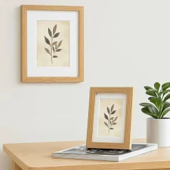 Solid Oak Wood 5x7 Picture Frame with Mat for 4x6 Photos, Natural Wood Frame with Plexi Front for Wall or Tabletop Display, Vertical Horizontal Photo Frame (1 Pack)