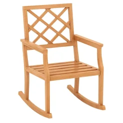 Solid Teak Wood Outdoor Rocking Chair – Oversized Porch Rocker with Ergonomic Design