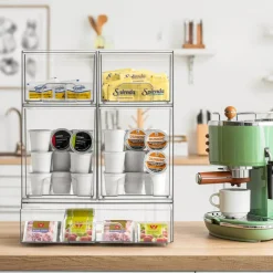 Sorbus Clear Stackable Pull-Out Storage Organizer Bins for Baby Bottles, Bathroom, Kitchen and More