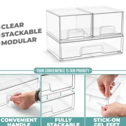 Sorbus Clear Stackable Pull-Out Storage Organizer Bins for Baby Bottles, Bathroom, Kitchen and More