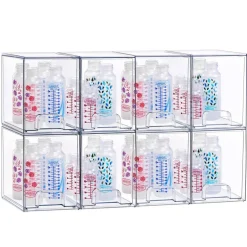 Sorbus Clear Stackable Pull-Out Storage Organizer Bins for Baby Bottles, Bathroom, Kitchen and More