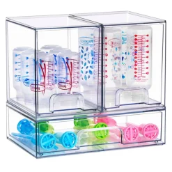 Sorbus Clear Stackable Pull-Out Storage Organizer Bins for Baby Bottles, Bathroom, Kitchen and More