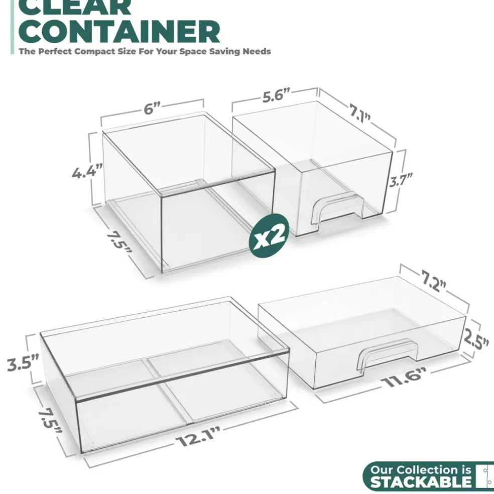 Sorbus Clear Stackable Pull-Out Storage Organizer Bins for Baby Bottles, Bathroom, Kitchen and More