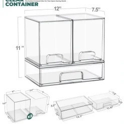 Sorbus Clear Stackable Pull-Out Storage Organizer Bins for Baby Bottles, Bathroom, Kitchen and More