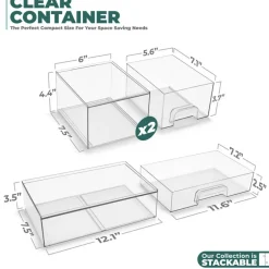 Sorbus Clear Stackable Pull-Out Storage Organizer Bins for Baby Bottles, Bathroom, Kitchen and More