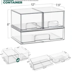 Sorbus Clear Stackable Pull-Out Storage Organizer Bins for Baby Bottles, Bathroom, Kitchen and More
