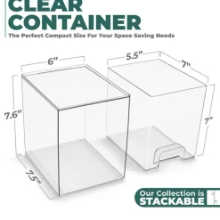 Sorbus Clear Stackable Pull-Out Storage Organizer Bins for Baby Bottles, Bathroom, Kitchen and More