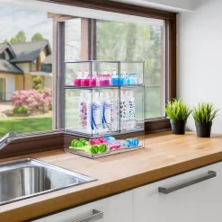 Sorbus Clear Stackable Pull-Out Storage Organizer Bins for Baby Bottles, Bathroom, Kitchen and More