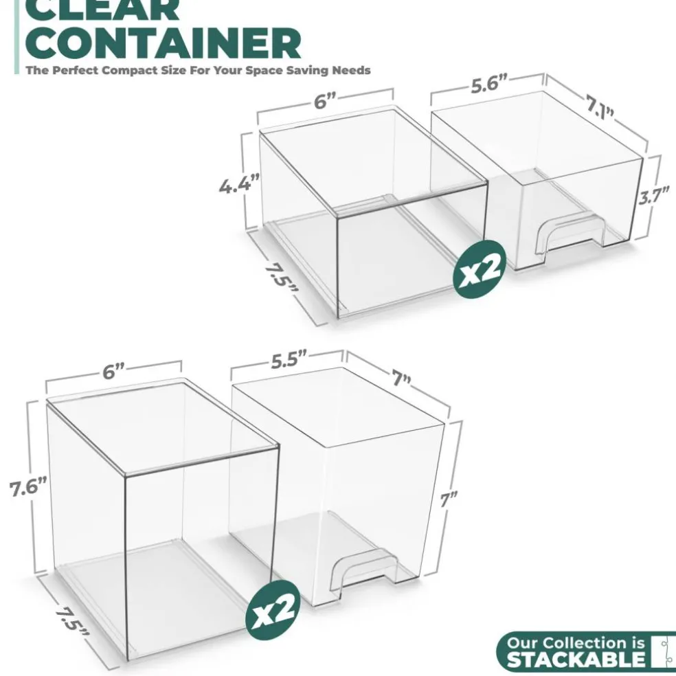 Sorbus Clear Stackable Pull-Out Storage Organizer Bins for Baby Bottles, Bathroom, Kitchen and More