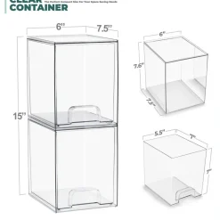 Sorbus Clear Stackable Pull-Out Storage Organizer Bins for Baby Bottles, Bathroom, Kitchen and More