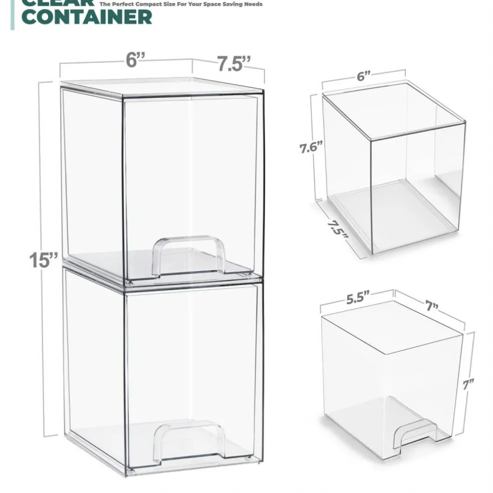 Sorbus Clear Stackable Pull-Out Storage Organizer Bins for Baby Bottles, Bathroom, Kitchen and More