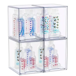 Sorbus Clear Stackable Pull-Out Storage Organizer Bins for Baby Bottles, Bathroom, Kitchen and More