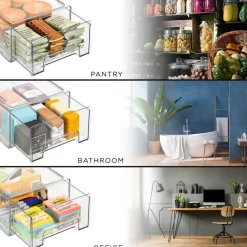 Sorbus Clear Stackable Pull Out Refrigerator Organizer Bins - for Kitchen, Refrigerator, Freezer, Organization and Storage