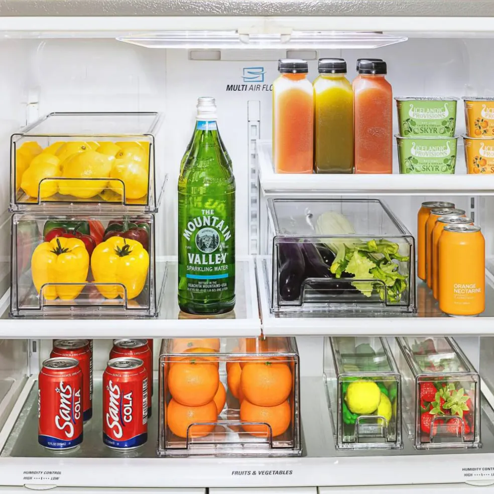 Sorbus Clear Stackable Pull Out Refrigerator Organizer Bins - for Kitchen, Refrigerator, Freezer, Organization and Storage