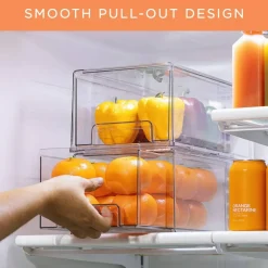 Sorbus Clear Stackable Pull Out Refrigerator Organizer Bins - for Kitchen, Refrigerator, Freezer, Organization and Storage