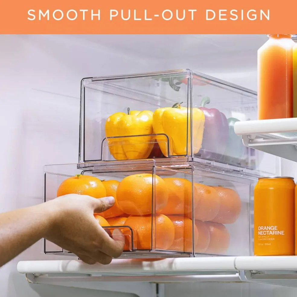 Sorbus Clear Stackable Pull Out Refrigerator Organizer Bins - for Kitchen, Refrigerator, Freezer, Organization and Storage