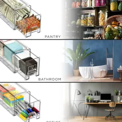 Sorbus Clear Stackable Pull Out Refrigerator Organizer Bins - for Kitchen, Refrigerator, Freezer, Organization and Storage